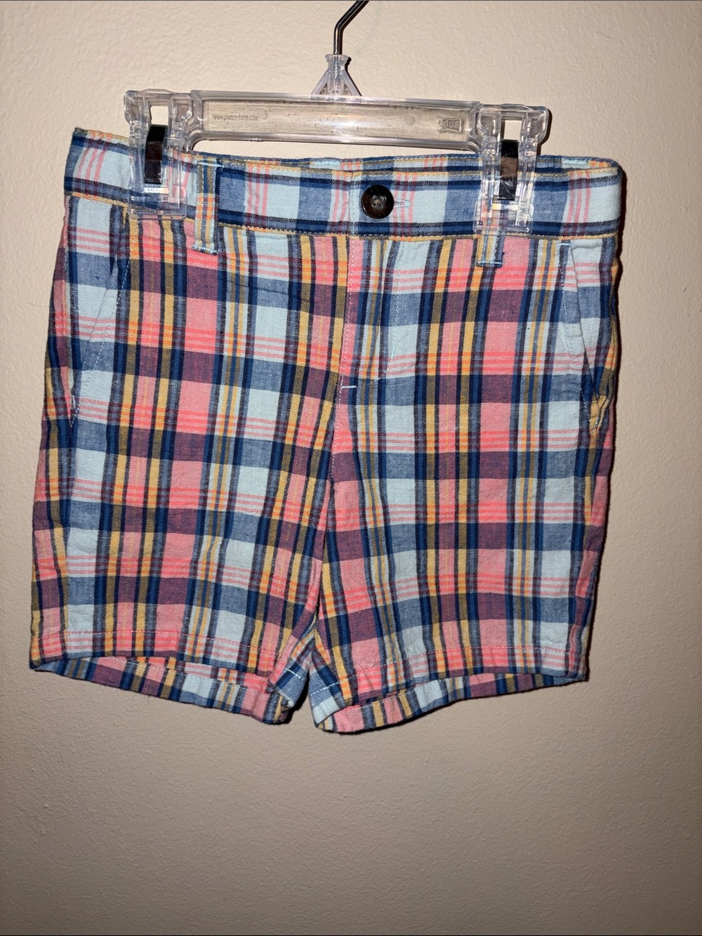 Janie and Jack Plaid Cotton Shorts in Pink, Blue, Yellow